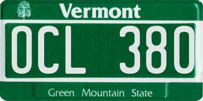 VT license plate OCL380
