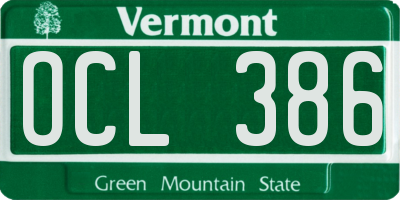 VT license plate OCL386
