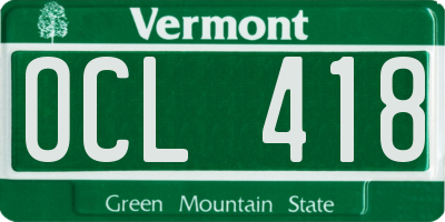 VT license plate OCL418