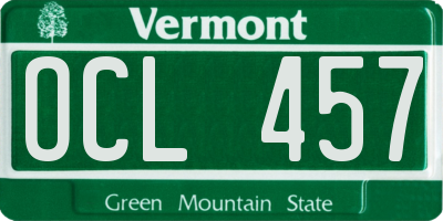 VT license plate OCL457