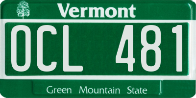 VT license plate OCL481