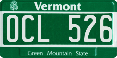 VT license plate OCL526