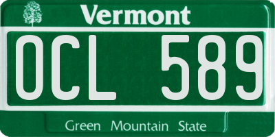 VT license plate OCL589