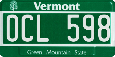 VT license plate OCL598