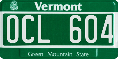 VT license plate OCL604