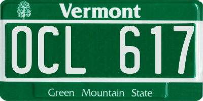 VT license plate OCL617