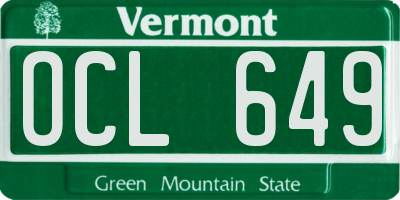 VT license plate OCL649