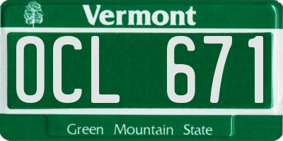 VT license plate OCL671