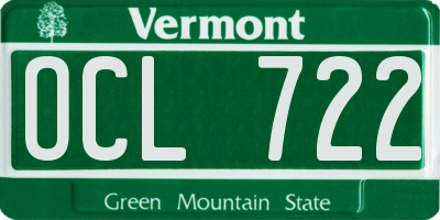 VT license plate OCL722