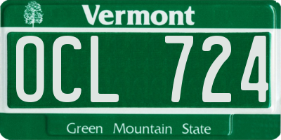 VT license plate OCL724