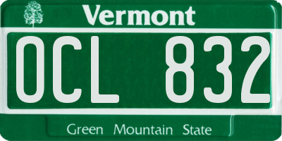 VT license plate OCL832