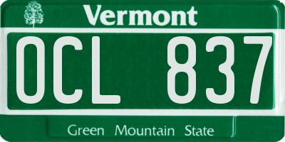 VT license plate OCL837
