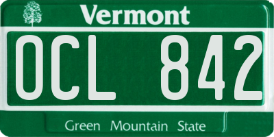 VT license plate OCL842