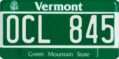 VT license plate OCL845