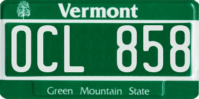 VT license plate OCL858