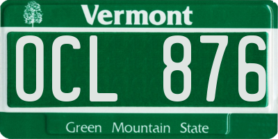 VT license plate OCL876