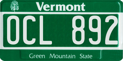 VT license plate OCL892