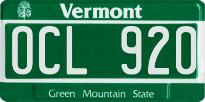 VT license plate OCL920