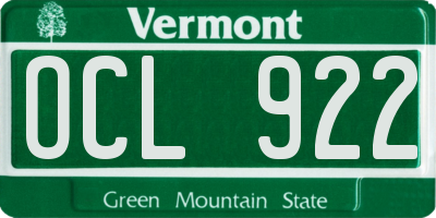 VT license plate OCL922