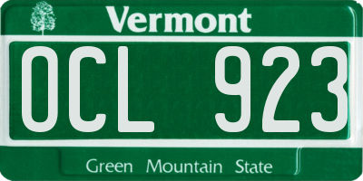 VT license plate OCL923