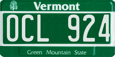 VT license plate OCL924