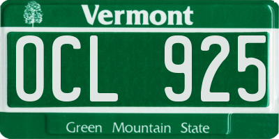 VT license plate OCL925