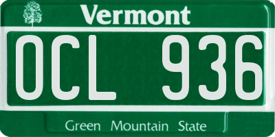 VT license plate OCL936