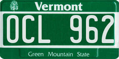 VT license plate OCL962