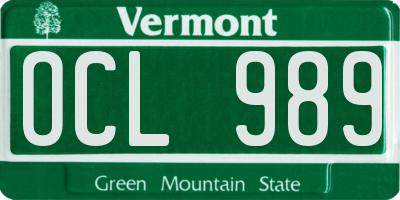 VT license plate OCL989