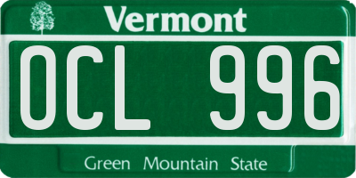 VT license plate OCL996