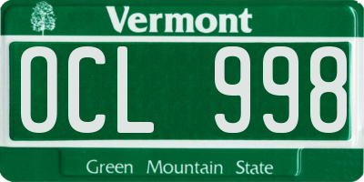 VT license plate OCL998
