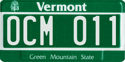 VT license plate OCM011