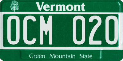VT license plate OCM020