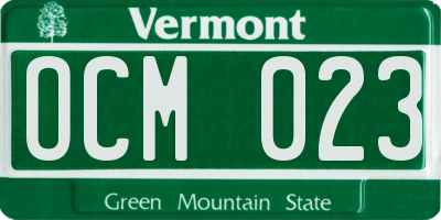 VT license plate OCM023