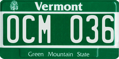 VT license plate OCM036