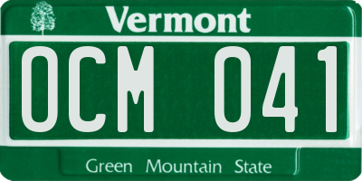 VT license plate OCM041