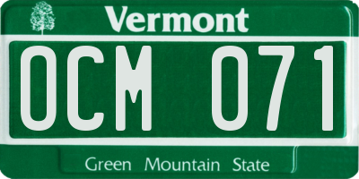 VT license plate OCM071