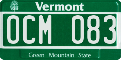 VT license plate OCM083