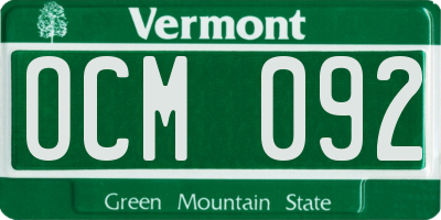 VT license plate OCM092