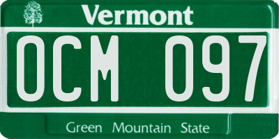 VT license plate OCM097