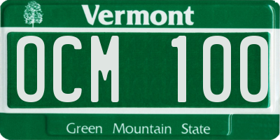 VT license plate OCM100