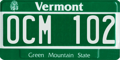 VT license plate OCM102