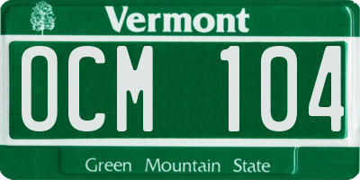 VT license plate OCM104