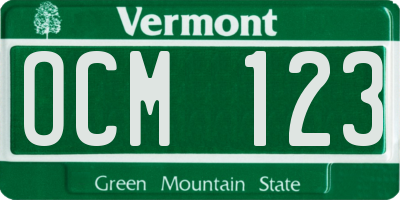 VT license plate OCM123