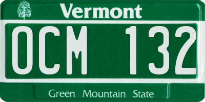 VT license plate OCM132