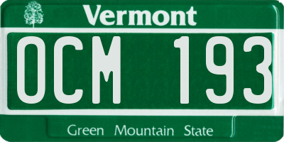 VT license plate OCM193