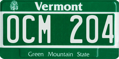 VT license plate OCM204