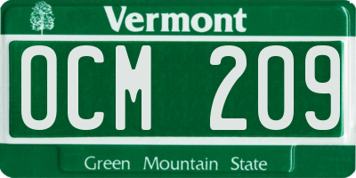VT license plate OCM209