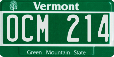VT license plate OCM214