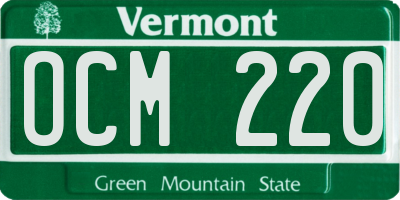 VT license plate OCM220